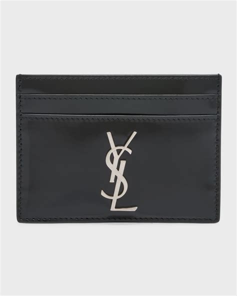 Saint Laurent YSL Monogram Card Case in Spazzolato Leather